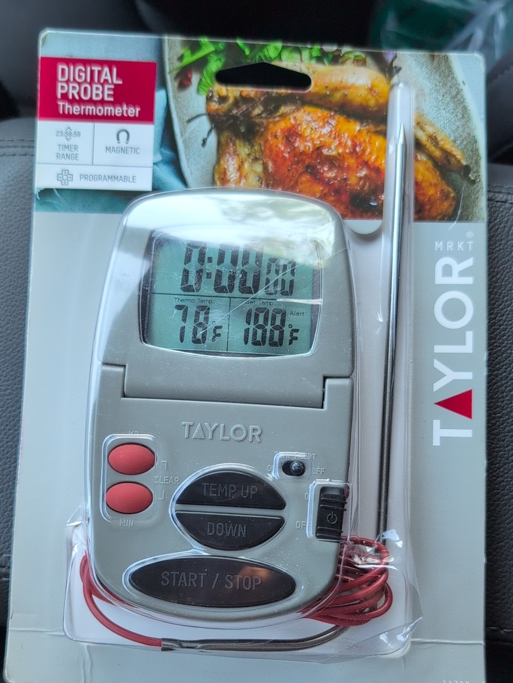 Taylor Digital Probe Thermometer in Silver